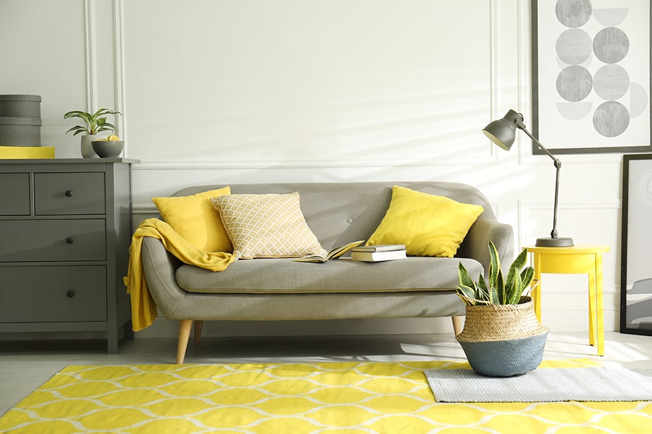 Yellow Carpet for Light Gray Walls