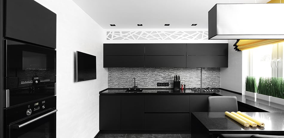 Black wooden cabinets