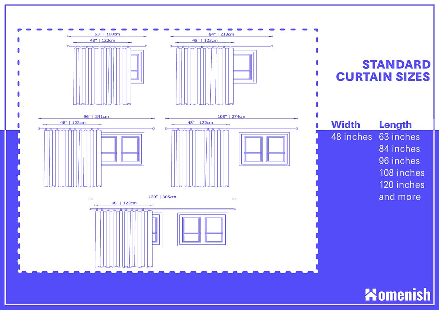 What Are The Standard Curtain Sizes, Size Guide Shower Curtain Chart