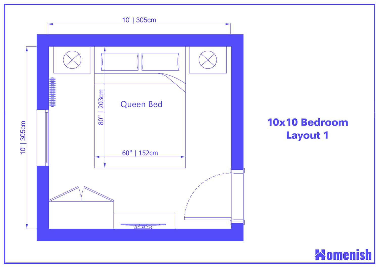10x10 Bedroom Layout 1