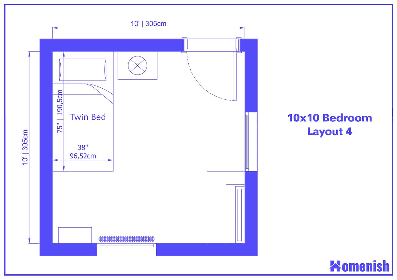 10x10 Bedroom Layout 4