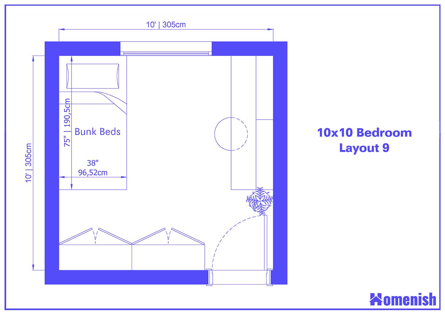 10x10 Bedroom Layout 9