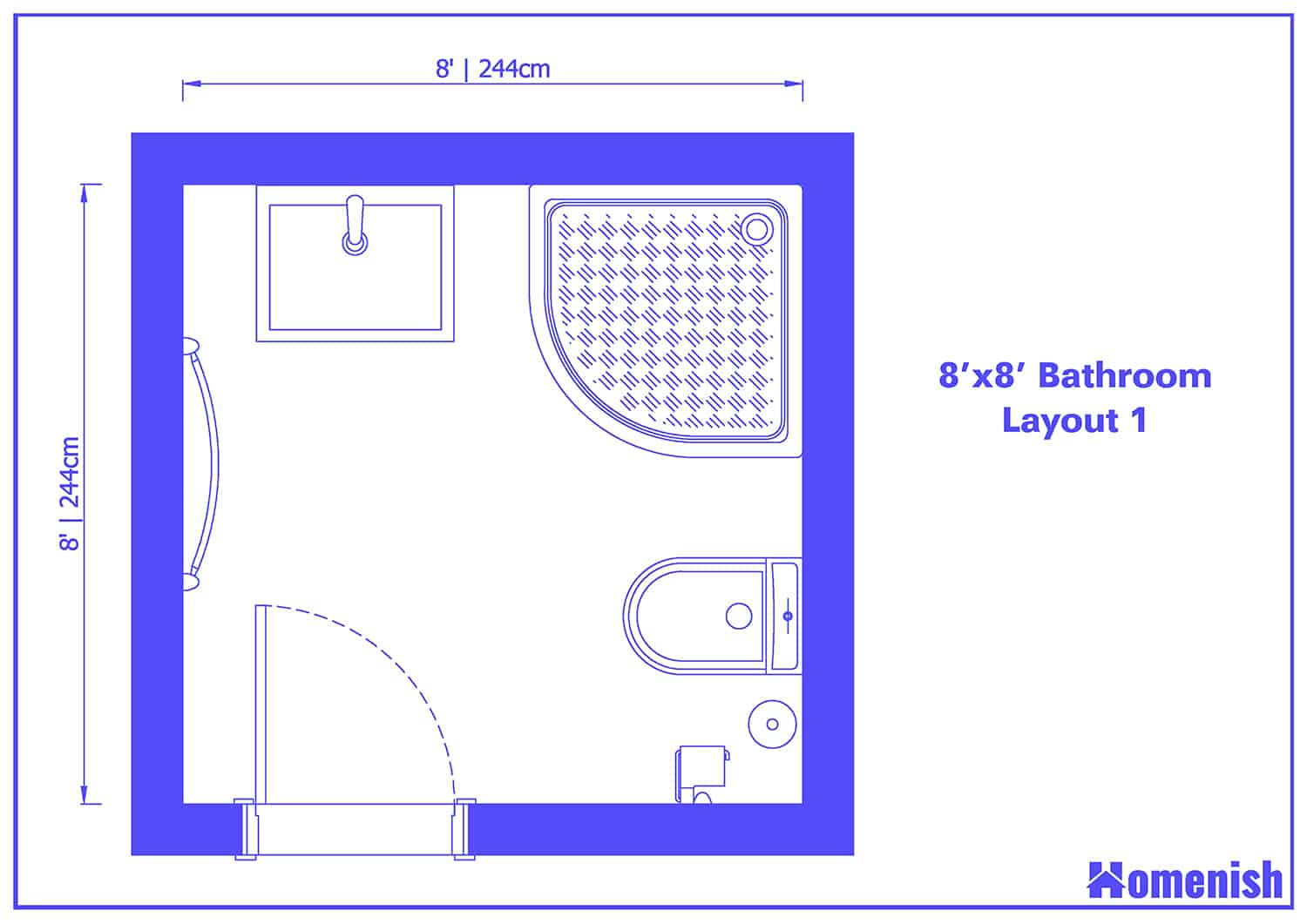 8' x 8' Bathroom Layout 1