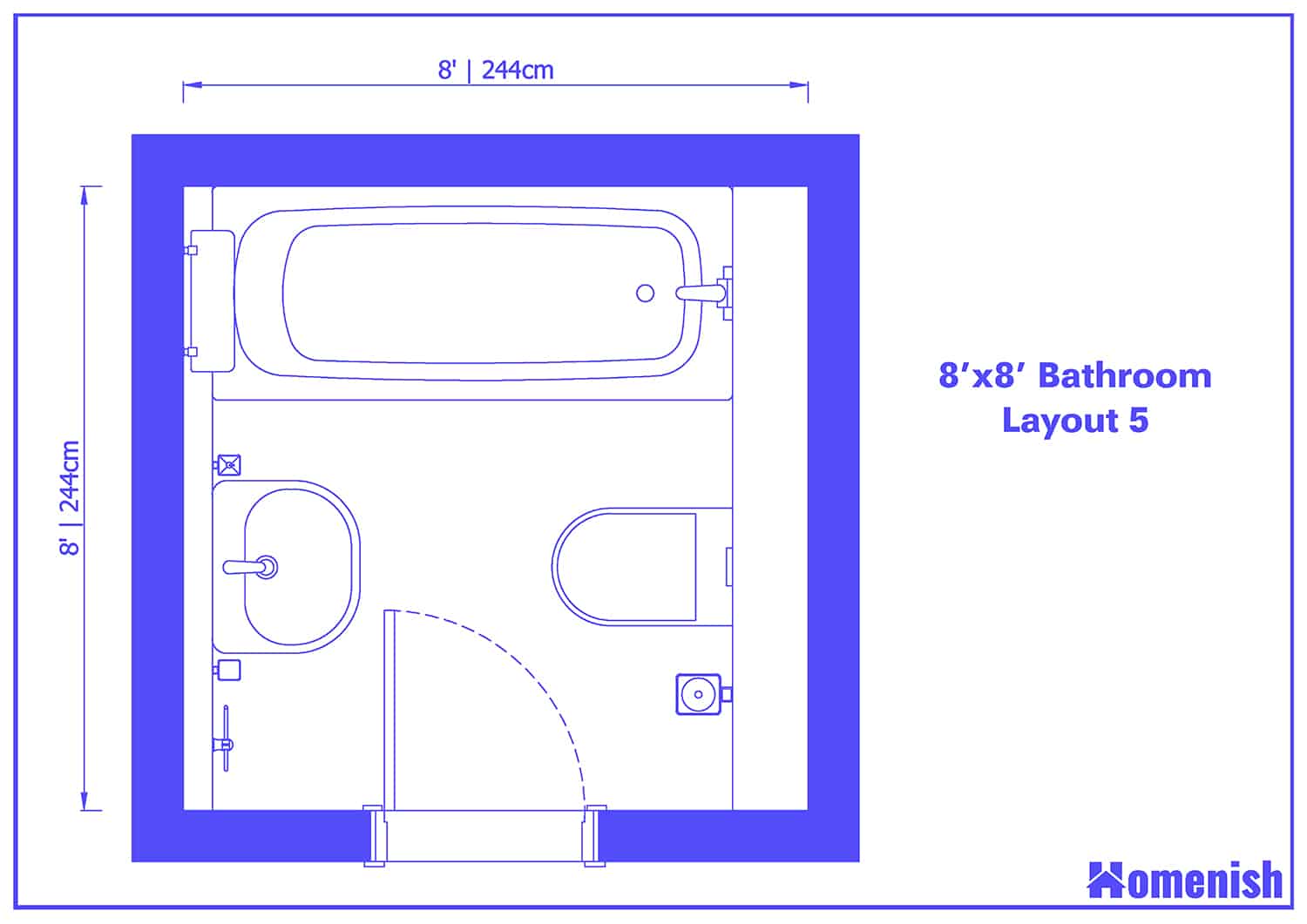 8' x 8' Bathroom Layout 5