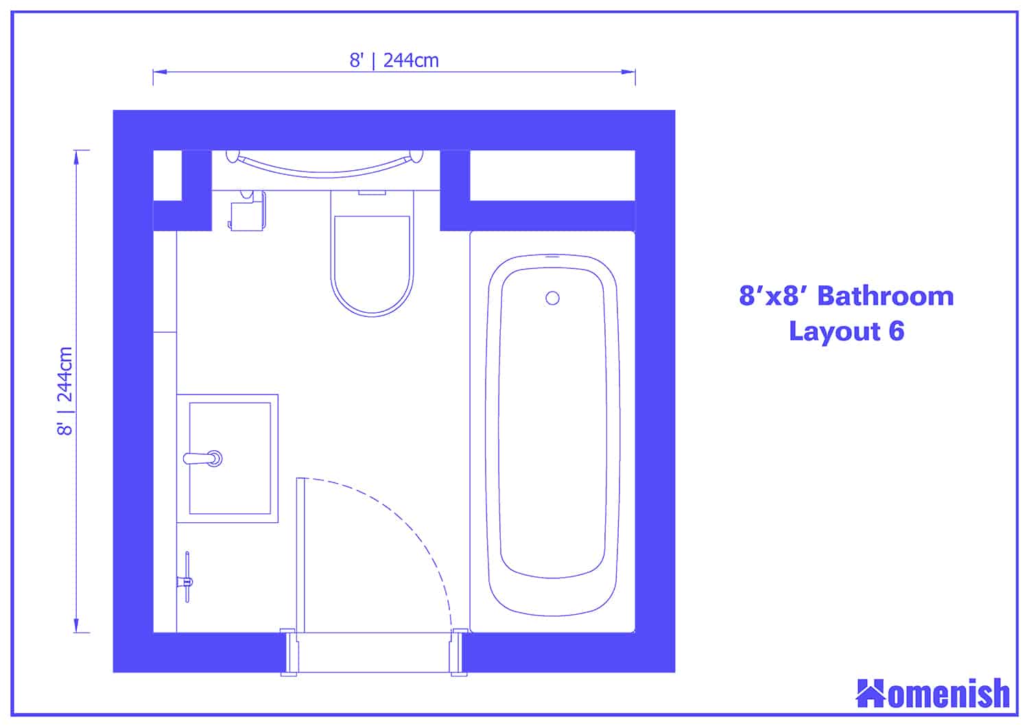 8' x 8' Bathroom Layout 6