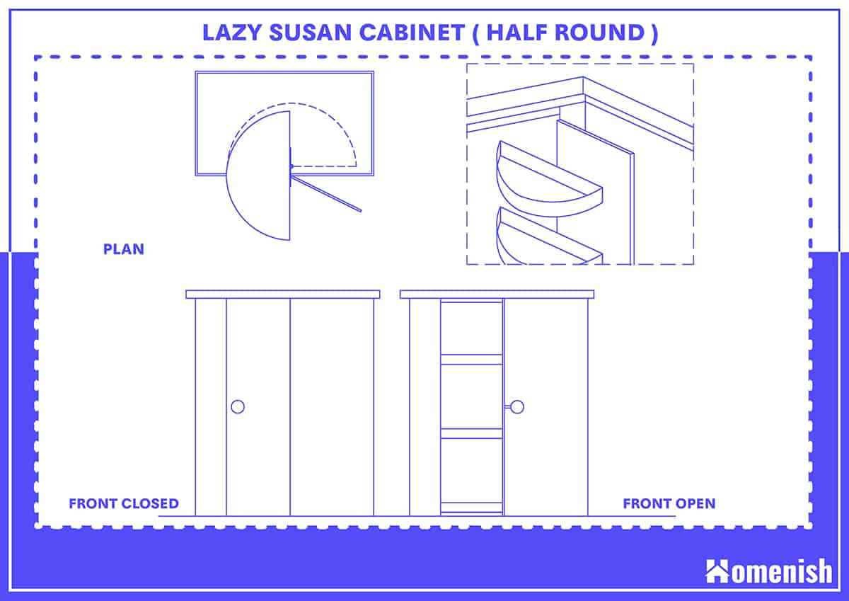 Half Round Lazy Susan Cabinet and Size