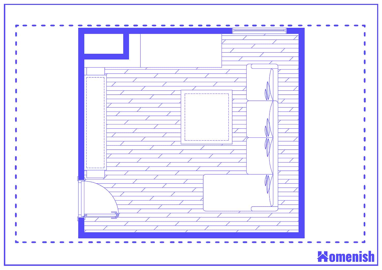 Integrated Fireplace in Living Room Floor Plan