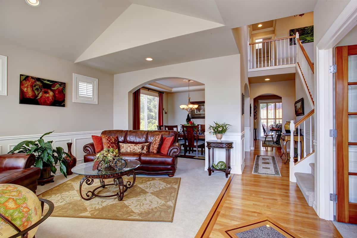 Traditional Living Room with Stair Feature