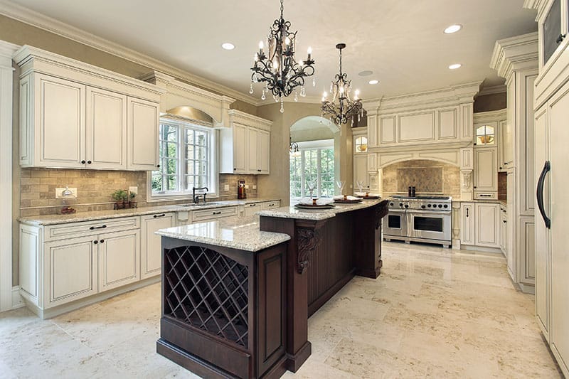 Kitchen In New Construction Home With Double Deck Island