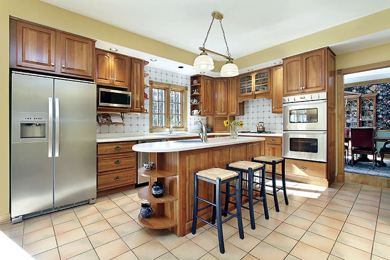 Sink Kitchen Island With Oak Cabinetry