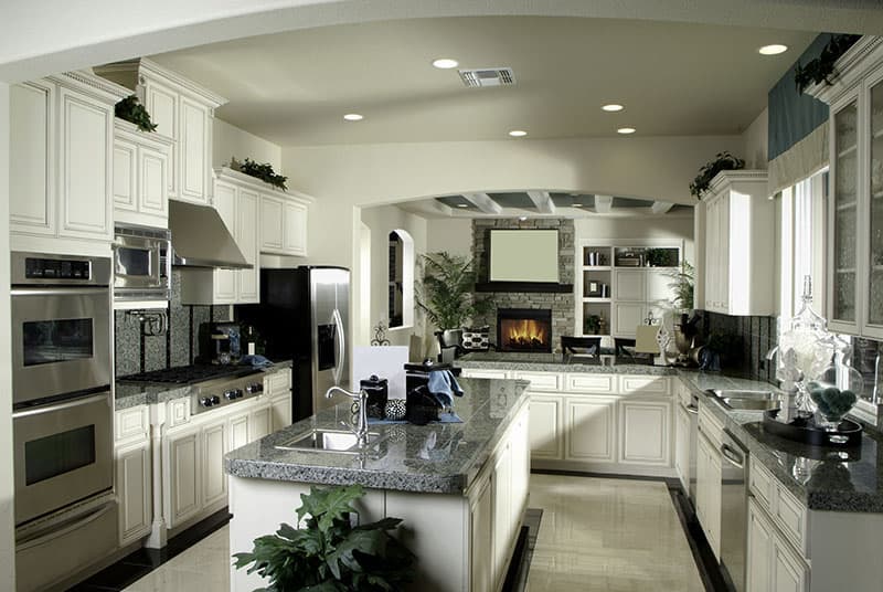 Granite Island In A Small Three Color Kitchen