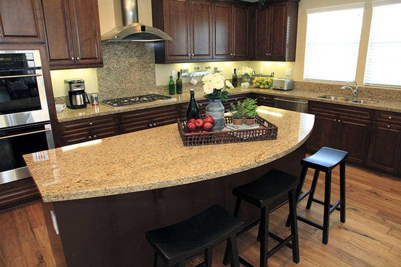 Island With Extended Dome Shaped Countertops