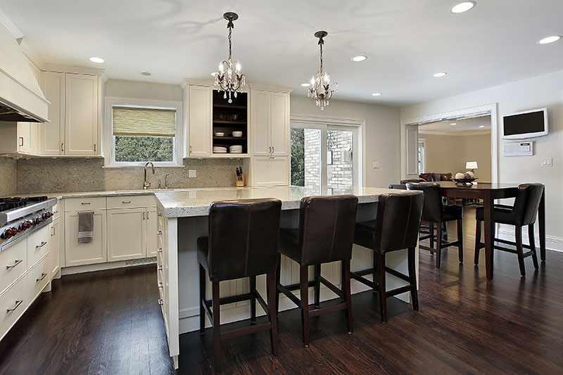 Dark Brown Wooden Floor Chair And Tables Blend Seamlessly