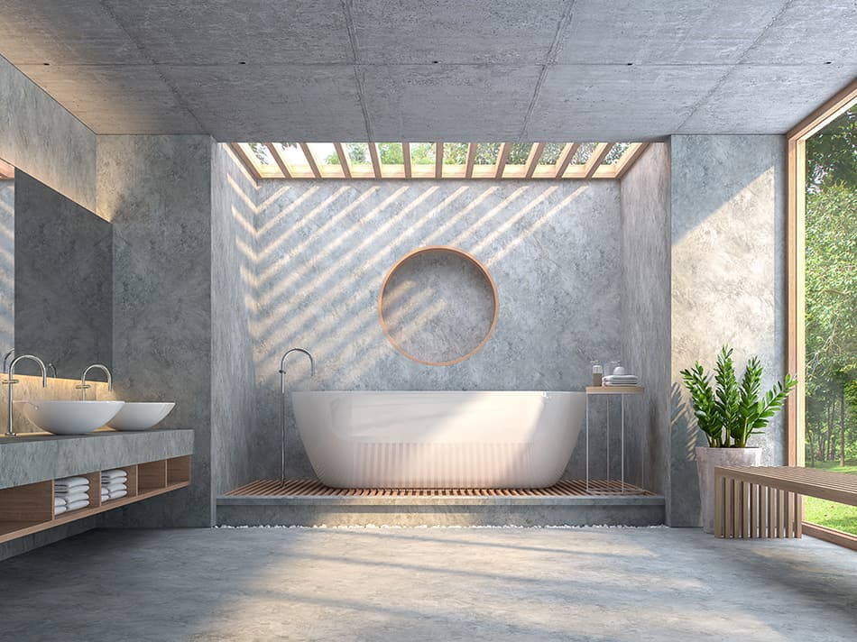Modern Loft Style Bathroom with Polished concrete