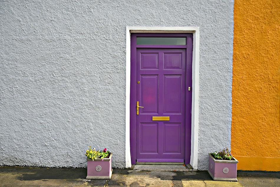 Bold Purple Door on a Grey Exterior