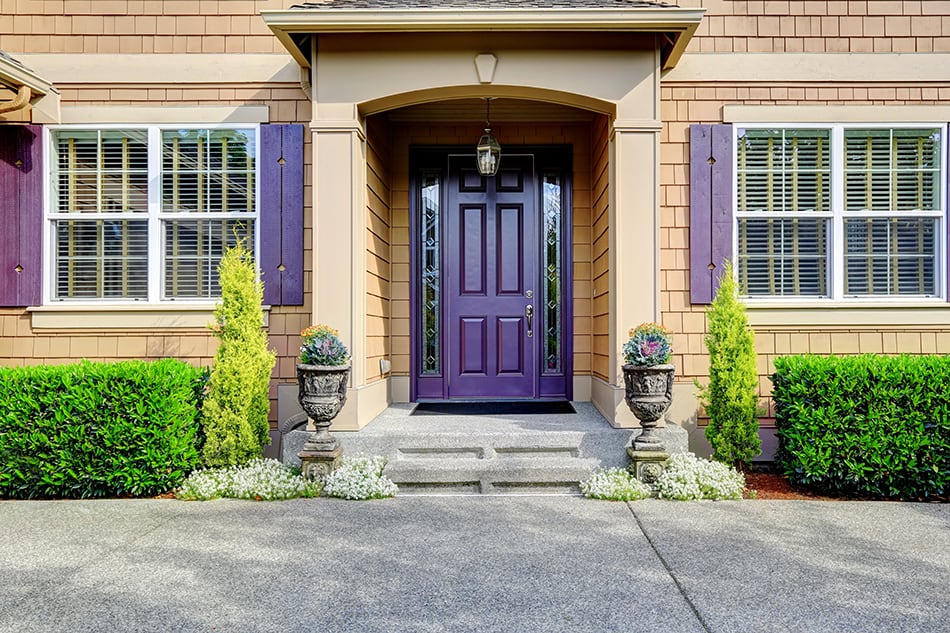 Dark Purple Front Door on a Luxury Home For a Touch of Class