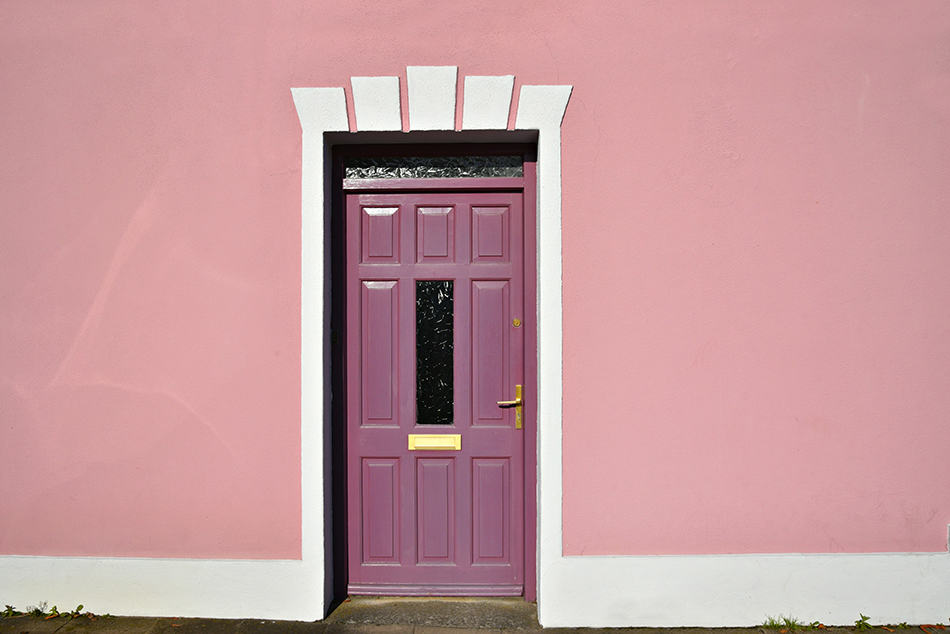 Purple Door on a Pink Exterior