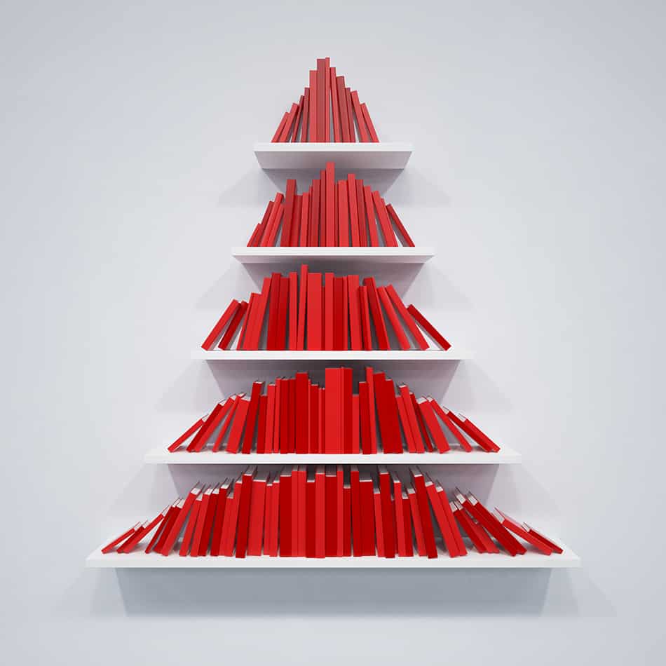 Stack books in a tree shape