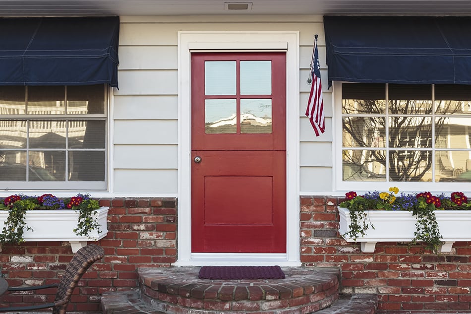 A Mix of Red with Brick and Vinyl Siding