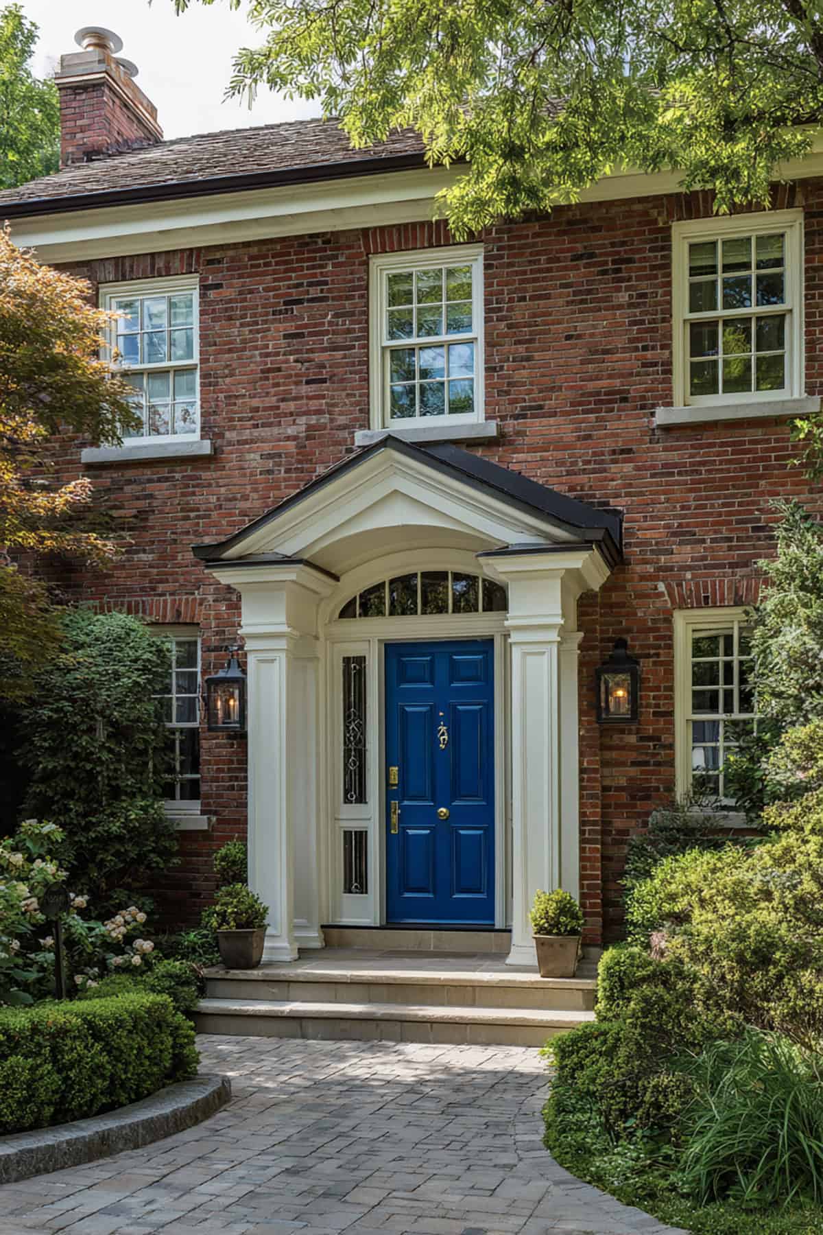 Blue with Glass Panels on Georgian Style Home