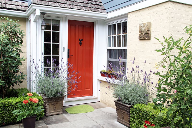 Chic Reddish Orange on Classic White to Add Charm