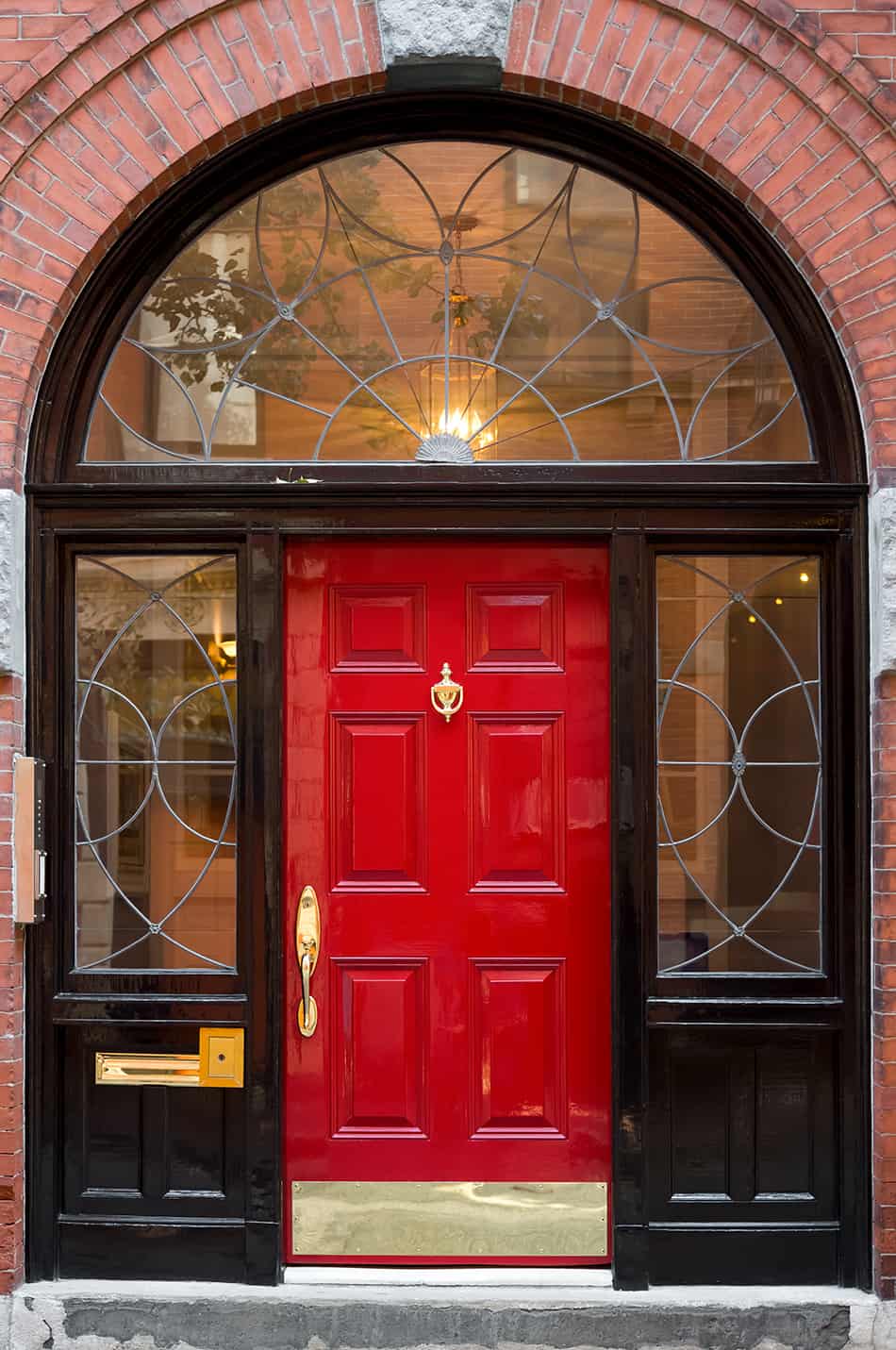 Dark Red with Arched Black Glass