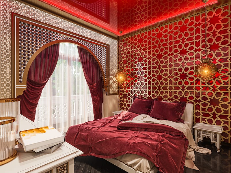 Moroccan-Style Bedding with Matching Curtains