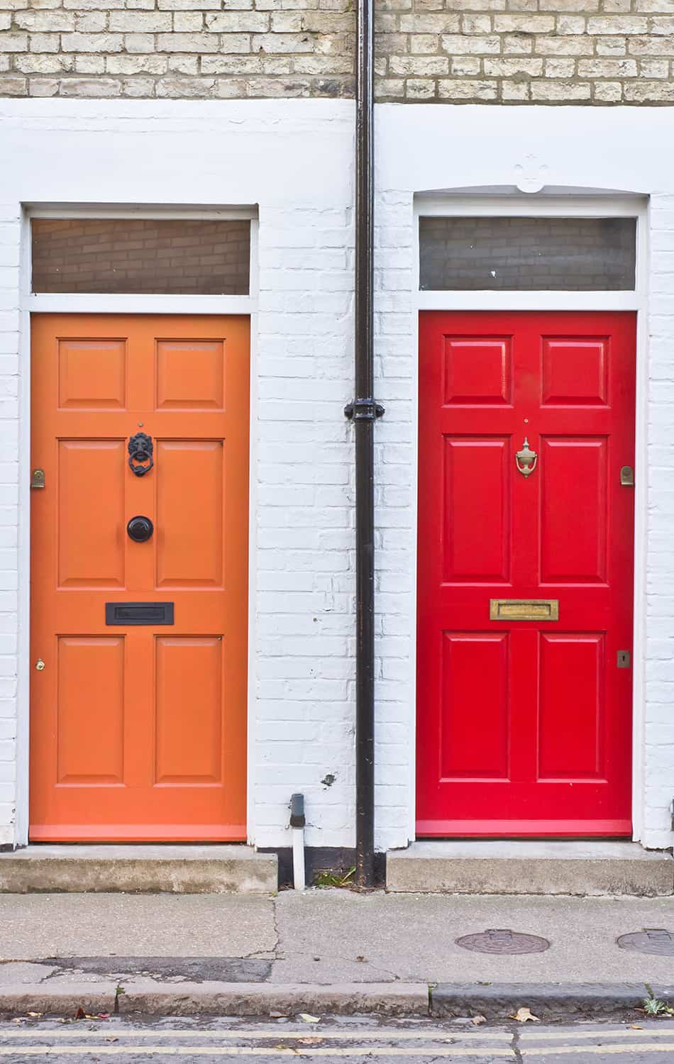 Orange and Red Doors as Matching Pairs