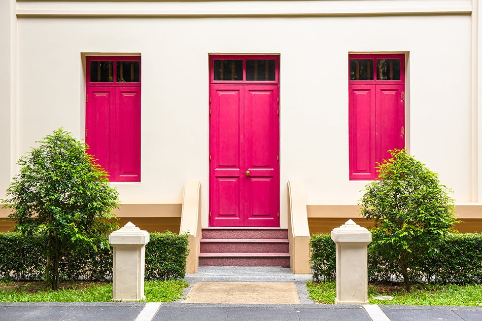 Pink Door with Matching Windows