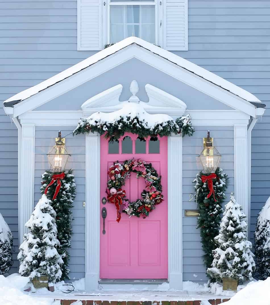 Pink Door with a Festive Look