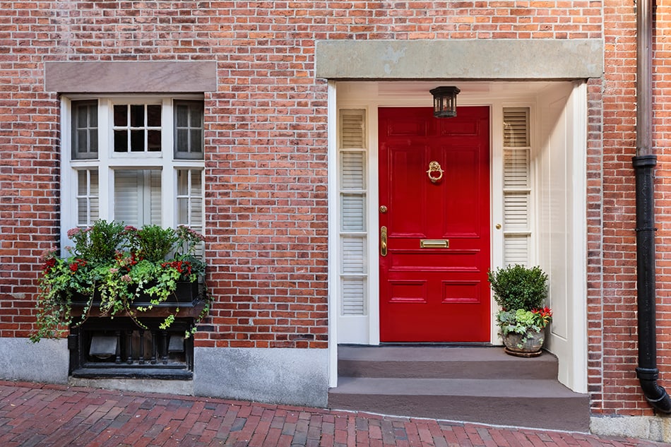 Red Door on Brick Exterior