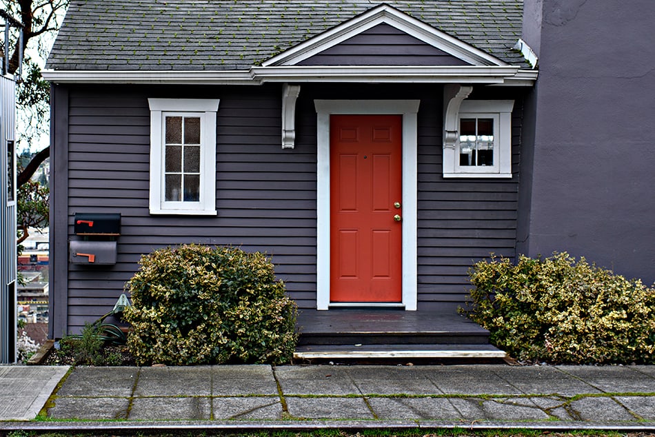 Red Door on Dark-color Siding