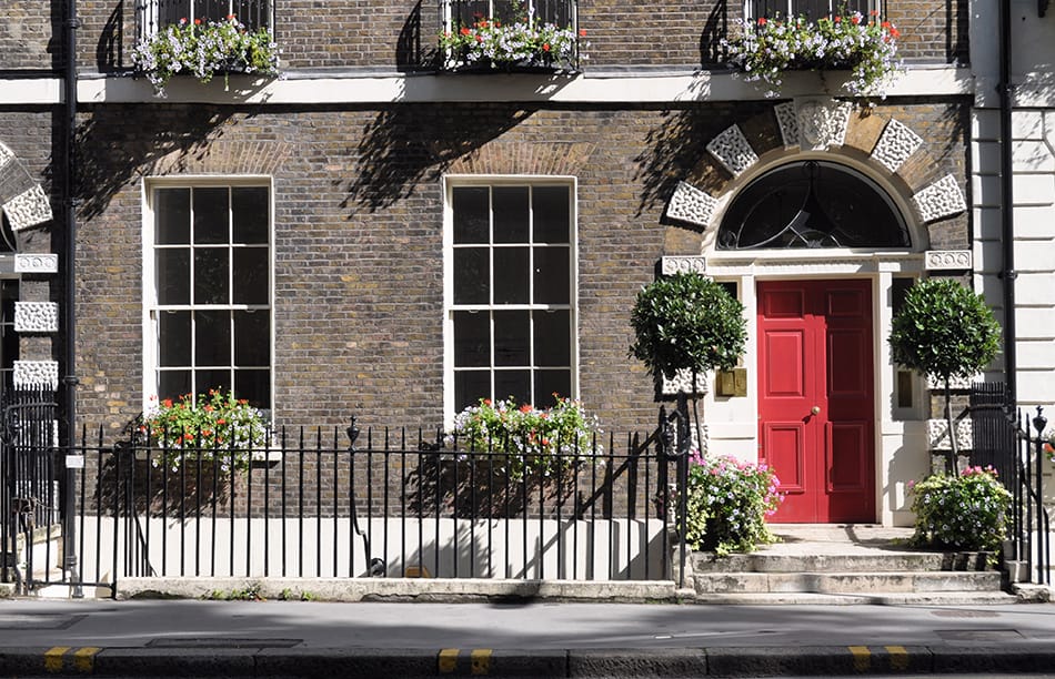 Red Door on Grey