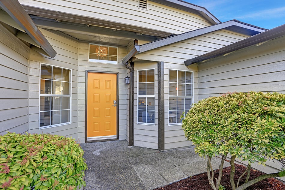 Yellow Door with Taupe Exterior