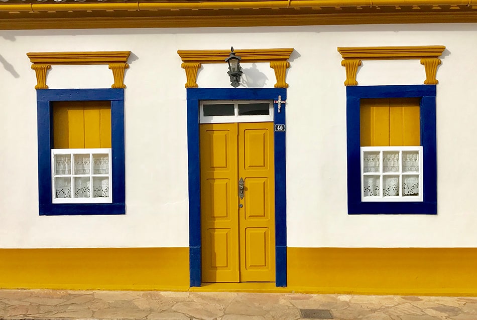 Yellow Door with a Colorful Exterior