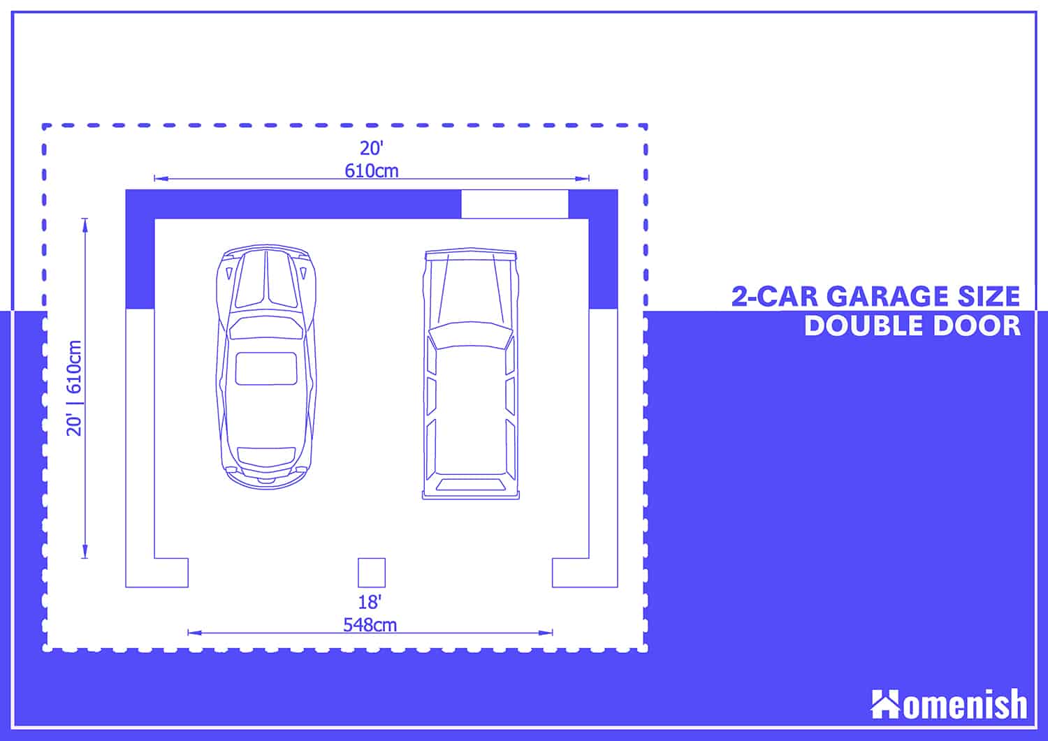2-car Garage Plan with Double Doors