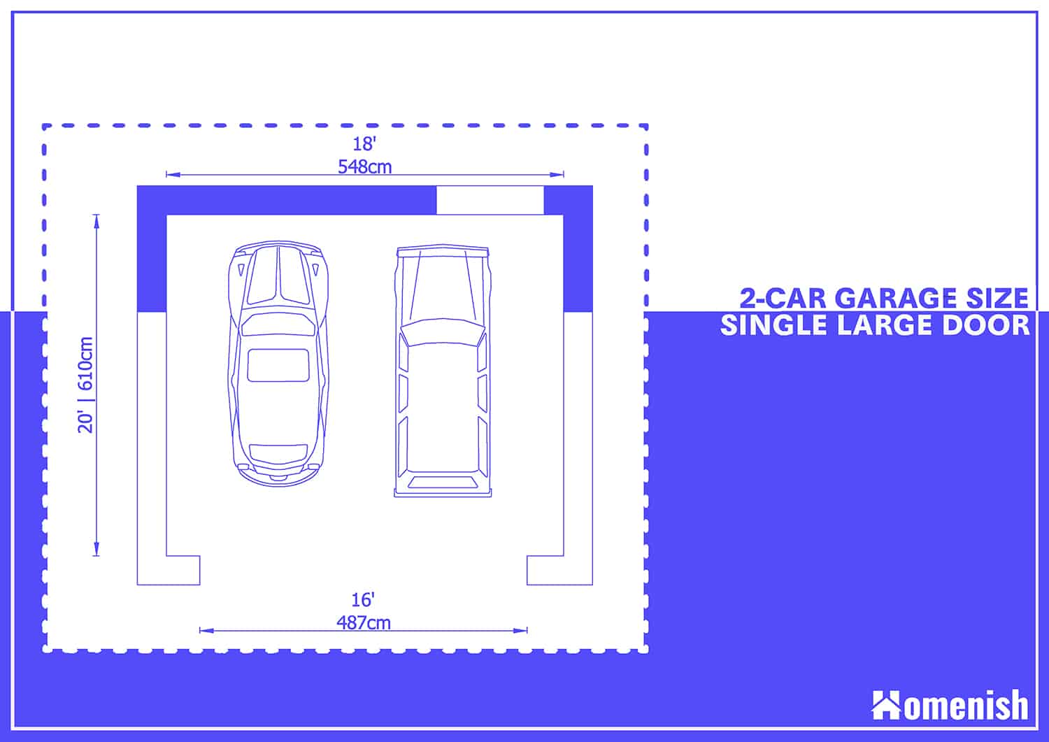 2-car Garage Plan with One Large Door