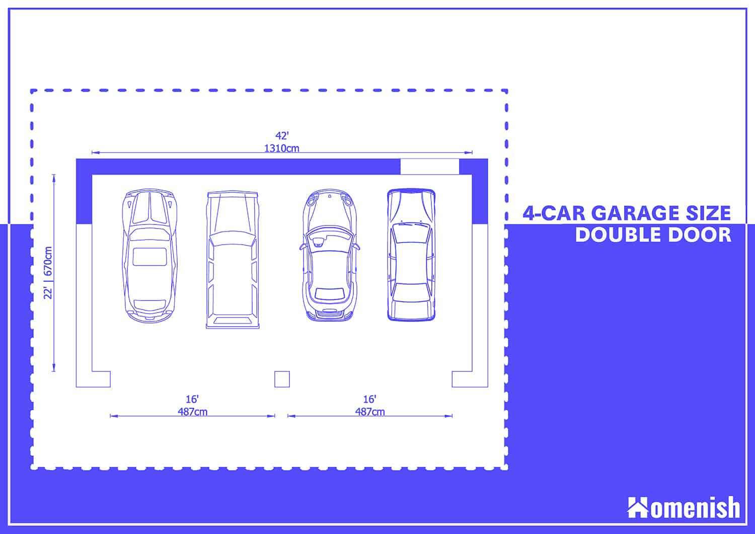 3-car Garage Plan with Double Doors