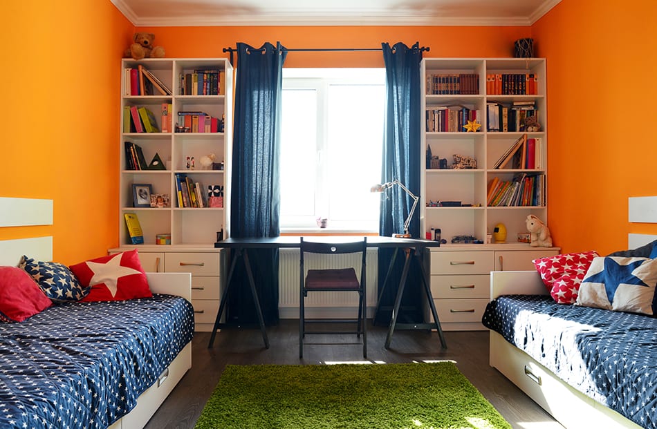 Blue and Orange Bedroom
