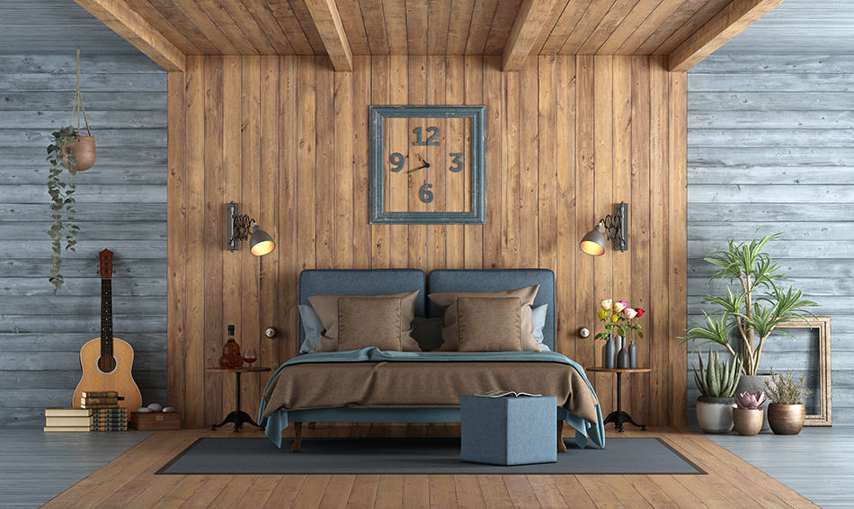 Brown and Blue Bedroom