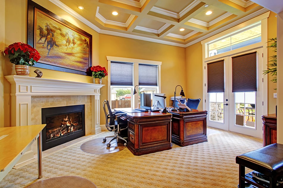 Coffered Ceiling in the Home Office