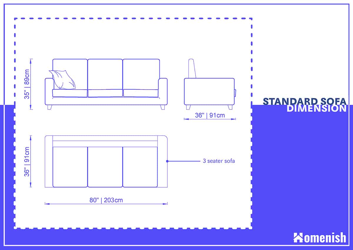 Standard Dimensions for a 3-seater sofa