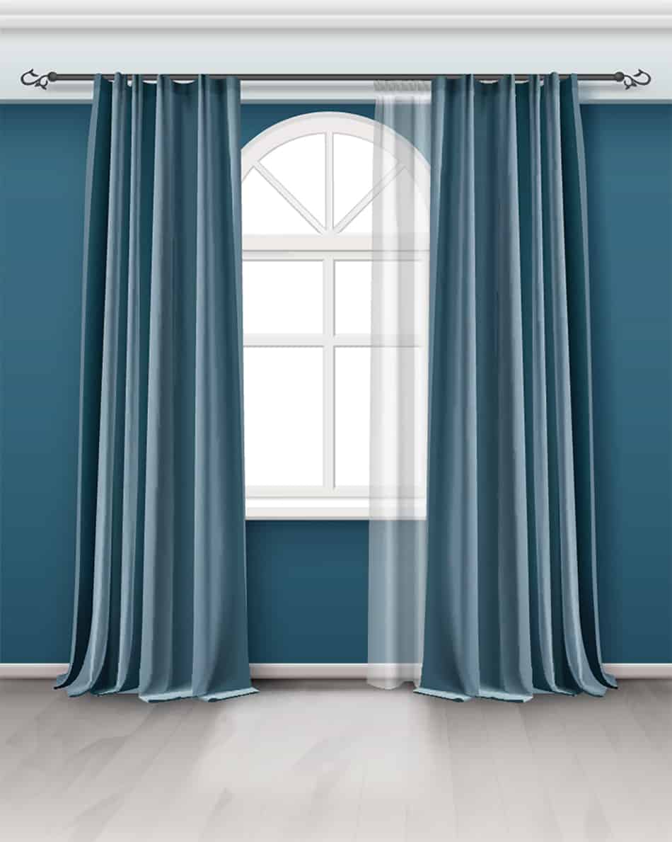 Teal Curtain on Teal Wall