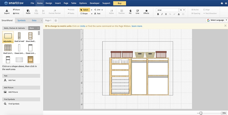 SmartDraw Closet Design Tool