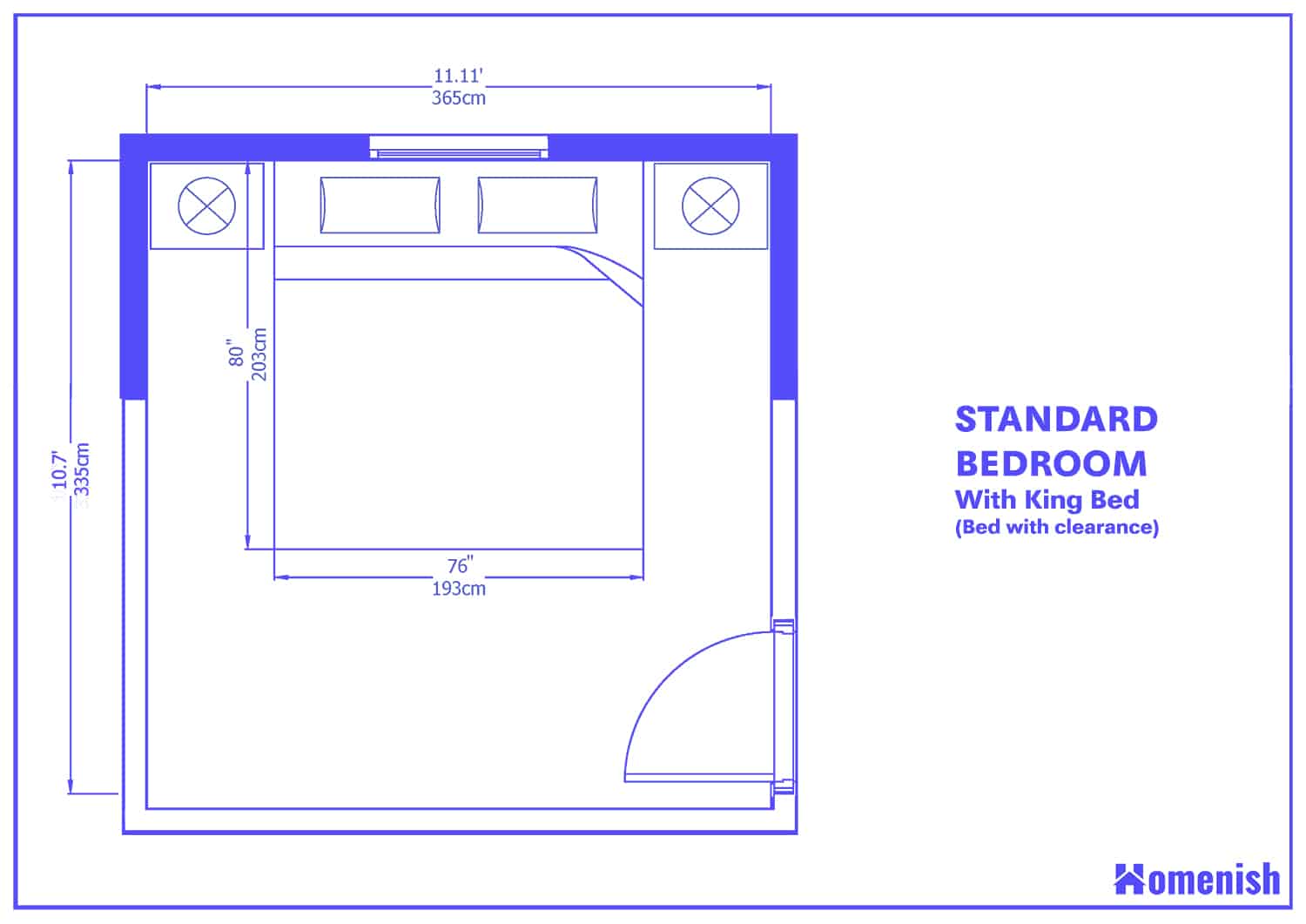 Average Bedroom Size And Layout Guide, Width Of Standard King Bed