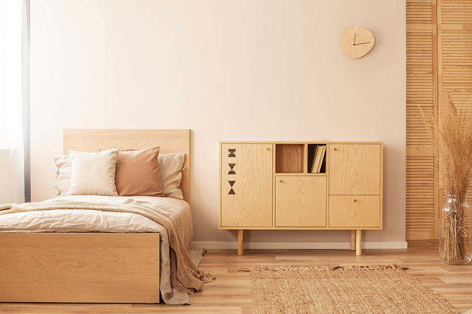 A Monochromatic Beige Bedroom