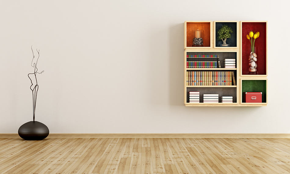 Decorate an empty wall with bookshelves