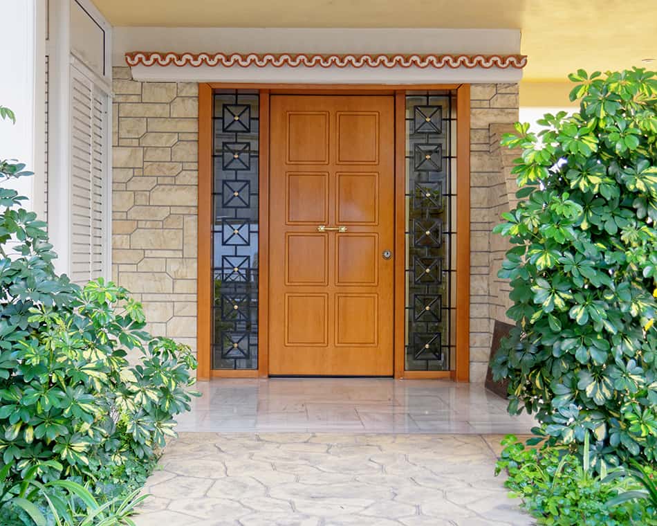 Entry door as focal point in the hallway