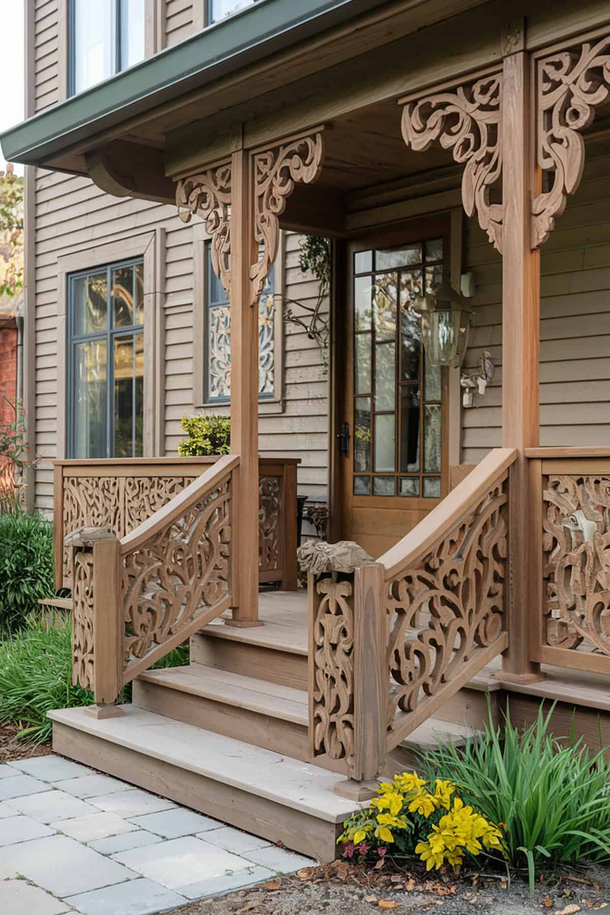 Custom Carved Wooden Railing