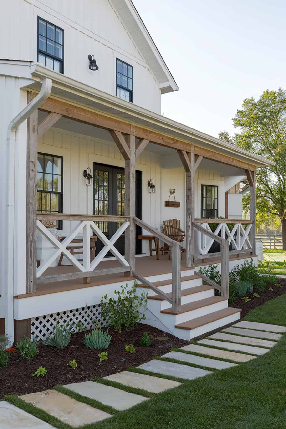 Farmhouse Style X Pattern Railing